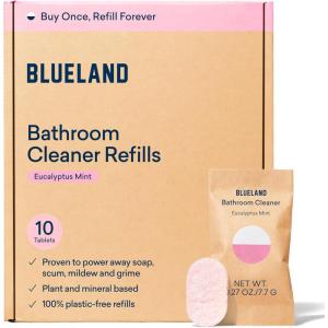 BLUELAND Bathroom Cleaner, 10-Pack Refill, Eucalyptus Mint Scent, Eco-Friendly Cleaning Supplies, 10x 24 Fl oz(10 Tablets)