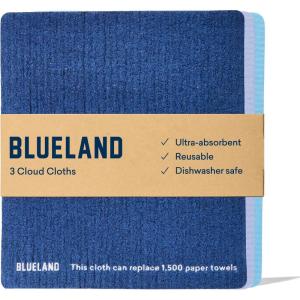 BLUELAND Cloud Cloth, 3-Pack, Reuseable Paper Towel Replacement, Natural Swedish Dish Kitchen Sponge(3 Pack)