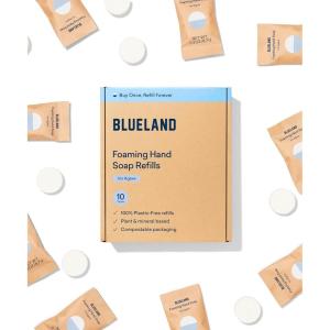 BLUELAND Foaming Hand Soap Refill Tablets, 4-Pack, Variety Pack Scents, Eco Friendly Cleaning Products, 4 x 9 Fl oz(Iris Agave)