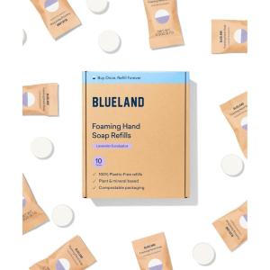 BLUELAND Foaming Hand Soap Refill Tablets, 4-Pack, Variety Pack Scents, Eco Friendly Cleaning Products, 4 x 9 Fl oz(Lavender Eucalpytus)