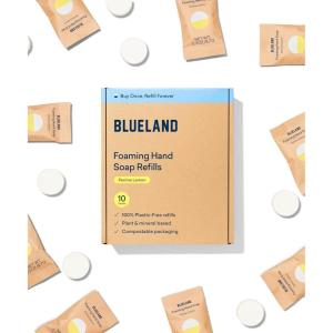 BLUELAND Foaming Hand Soap Refill Tablets, 4-Pack, Variety Pack Scents, Eco Friendly Cleaning Products, 4 x 9 Fl oz(Perrine Lemon)