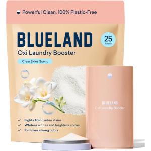 BLUELAND Oxi Laundry Booster Powder Refill 2-Pack, Clear Skies Scent, 50 Loads, 35.2 oz, Plastic-Free, Eco Friendly, Oxy Cleaner, Stain Remover(Clear Skies)