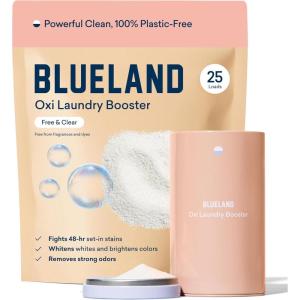 BLUELAND Oxi Laundry Booster Powder Refill 2-Pack, Clear Skies Scent, 50 Loads, 35.2 oz, Plastic-Free, Eco Friendly, Oxy Cleaner, Stain Remover(Fragrance Free)