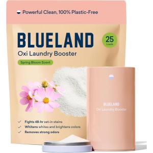 BLUELAND Oxi Laundry Booster Powder Refill 2-Pack, Clear Skies Scent, 50 Loads, 35.2 oz, Plastic-Free, Eco Friendly, Oxy Cleaner, Stain Remover(Spring Bloom)